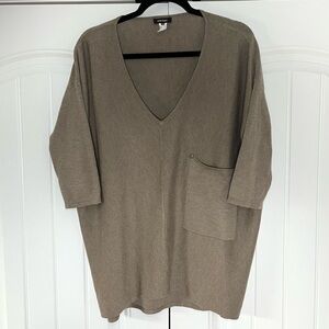 Kerisma Oversized Boxy Short Sleeve Poncho Sweater Size Medium Brown Fall